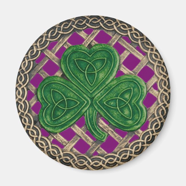 Shamrock And Celtic Knots Magnet Purple (Front)