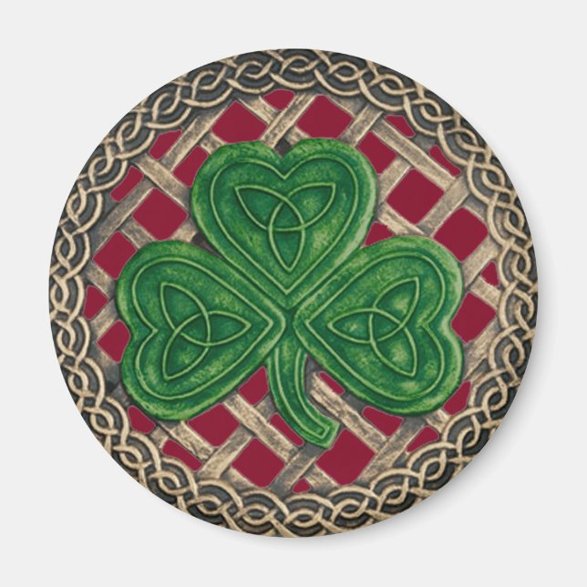 Shamrock And Celtic Knots Magnet Red (Front)