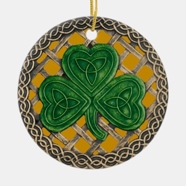 Shamrock And Celtic Knots Ornament  Gold (Front)