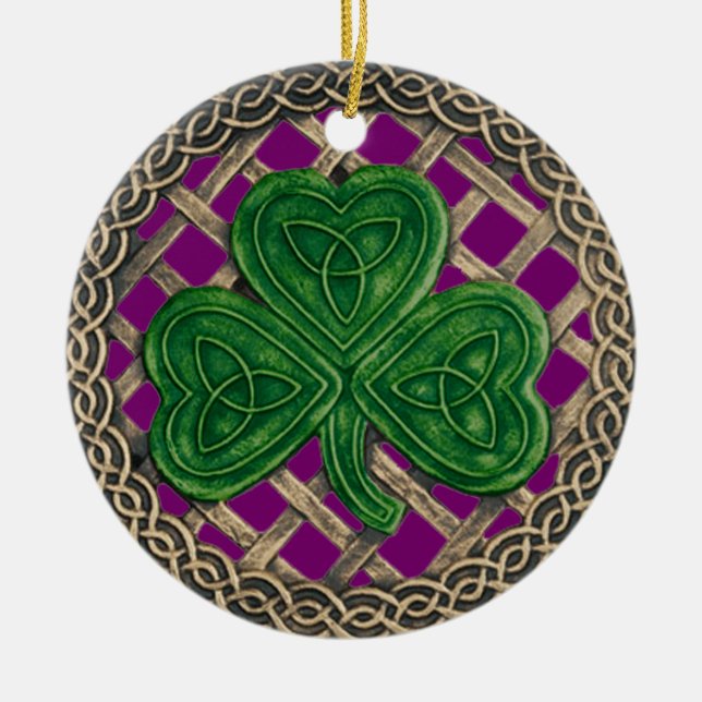 Shamrock And Celtic Knots Ornament  Purple (Front)