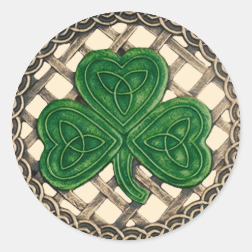 Image of Shamrock And Celtic Knots Stickers Beige