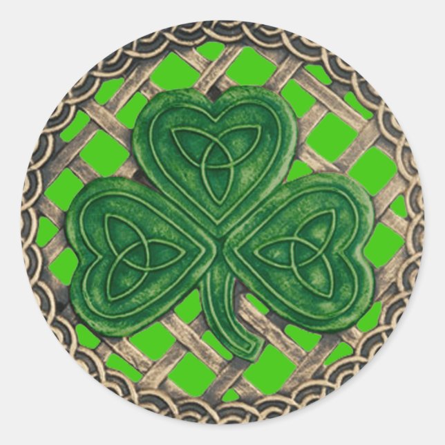 Shamrock And Celtic Knots Stickers Green (Front)