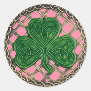 Shamrock And Celtic Knots Stickers Pink