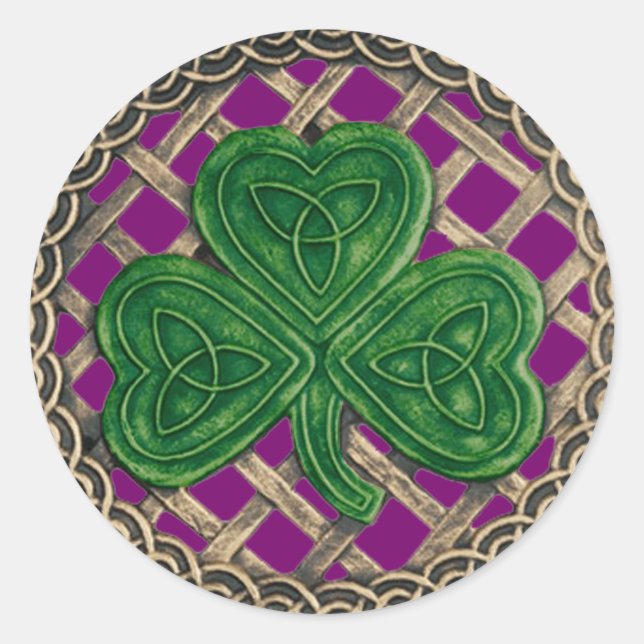 Shamrock And Celtic Knots Stickers Purple (Front)