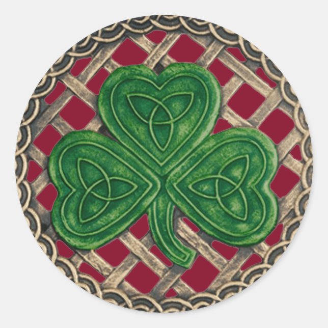 Shamrock And Celtic Knots Stickers Red (Front)