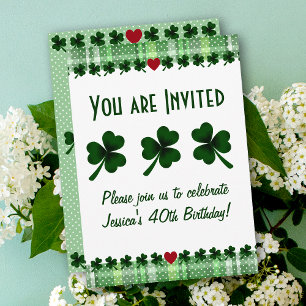 Shamrock and Four Leaf Clover Invitation