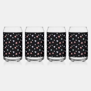 Shamrock and Hearts Pattern Can Glass