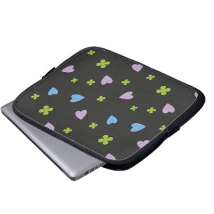 Shamrock and Hearts Pattern Laptop Sleeve