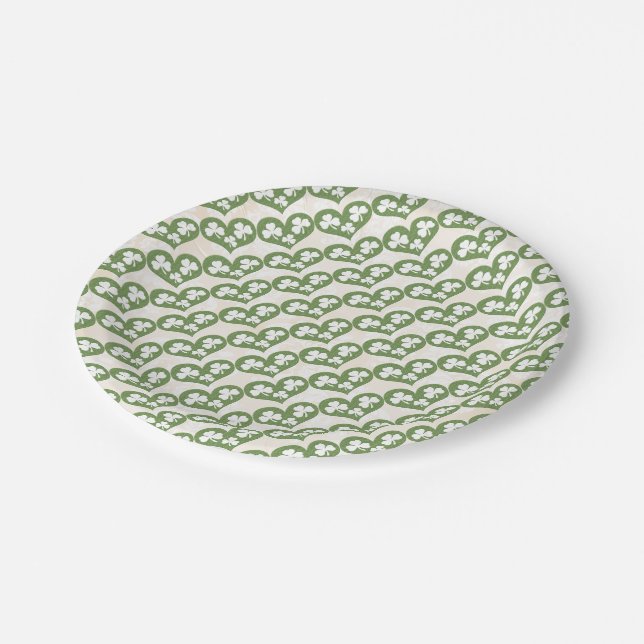 Shamrock and Hearts Wedding Paper Plate (Angled)