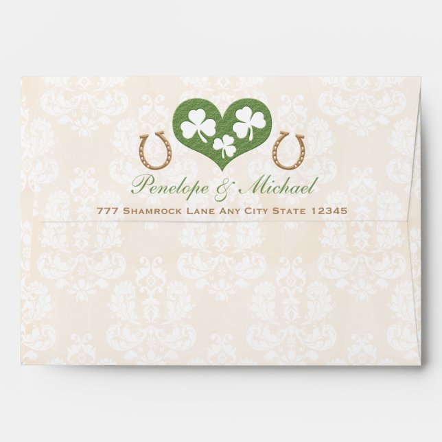 Shamrock and Horseshoe Wedding Envelopes (Back (Top Flap))