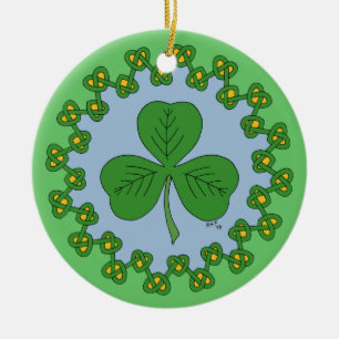 Shamrock and Knotwork Ceramic Tree Decoration