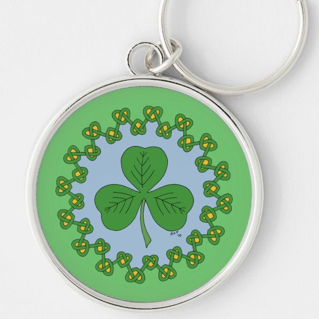 Shamrock and Knotwork Key Ring (Front)