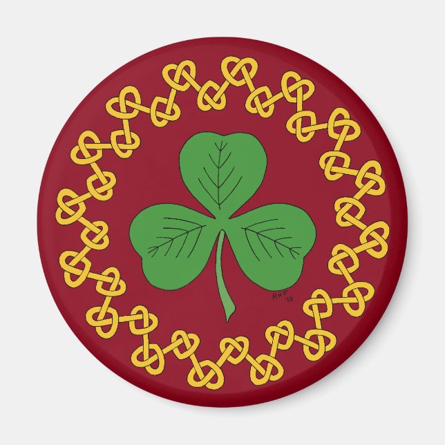 Shamrock and Knotwork on Red Magnet (Front)