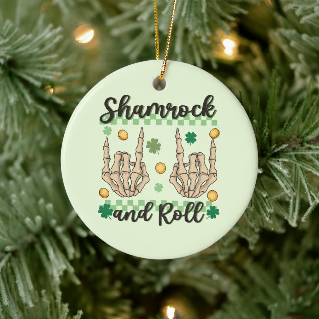 Shamrock and Roll Hand Skeleton Ceramic Tree Decoration (Tree)