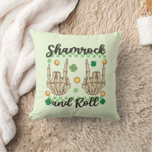 Shamrock and Roll Hand Skeleton Cushion