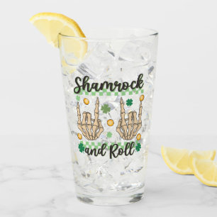 Shamrock and Roll Hand Skeleton Glass