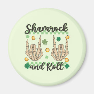 Shamrock and Roll Hand Skeleton Magnet