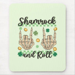 Shamrock and Roll Hand Skeleton Mouse Mat