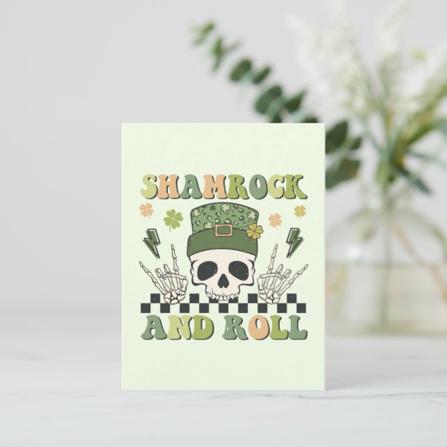 Shamrock and Roll Postcard (Standing Front)