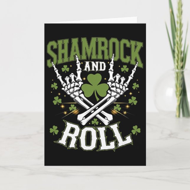 Shamrock And Roll Rock And Roll Saint Patrick's Da Card (Front)