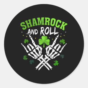 Shamrock And Roll Rock And Roll Saint Patrick's Da Classic Round Sticker