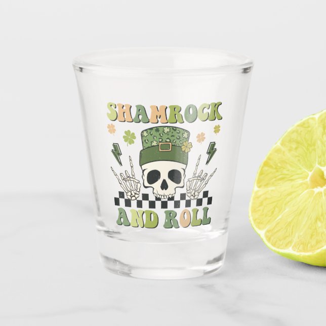Shamrock and Roll  Shot Glass (Front)