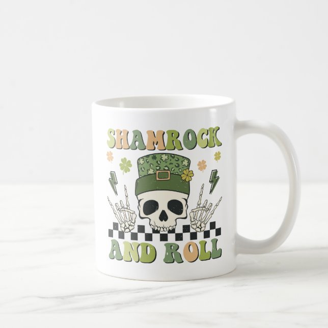 Shamrock and Roll - Skeleton Clover Coffee Mug (Right)
