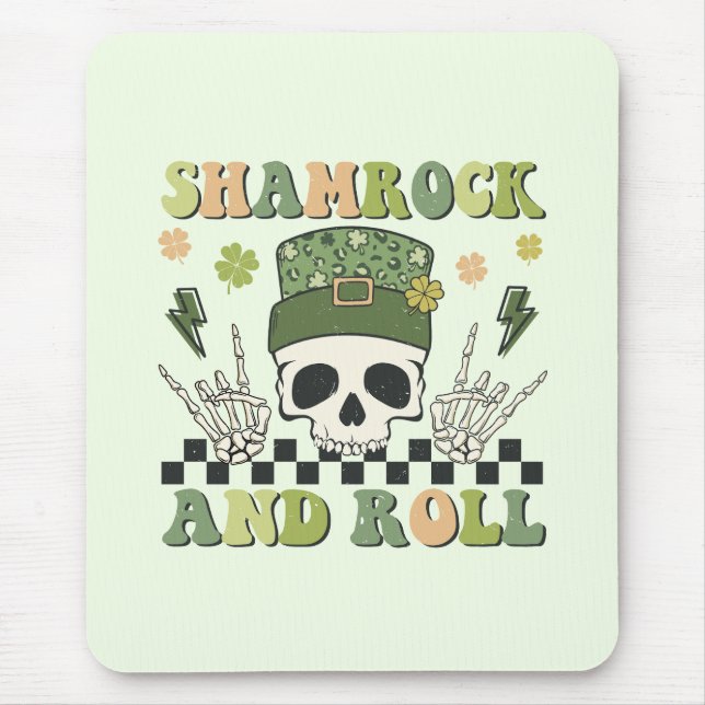 Shamrock and Roll - Skeleton Clover Mouse Mat (Front)