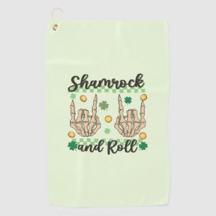 Shamrock and Roll - Skeleton Hand Golf Towel