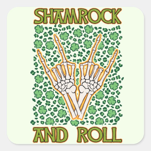 Shamrock And Roll St Patrick's Day Square Sticker (Front)