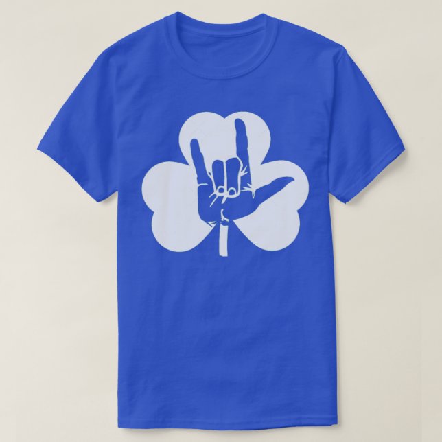Shamrock ASL I Love You Sign Language Clover 1 T-Shirt (Design Front)