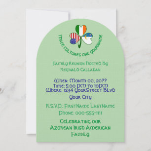 Shamrock Azores, Ireland, USA Flags Reunion Invitation