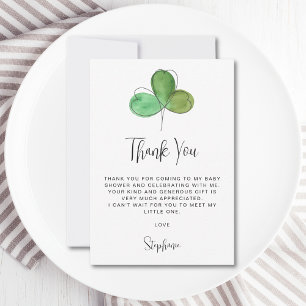 Shamrock Baby Shower  Thank You Card