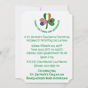 Shamrock Bangladeshi Ireland USA Personalised Text Invitation