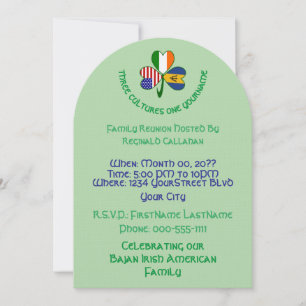 Shamrock Barbados, Ireland, USA Flags Reunion Invitation
