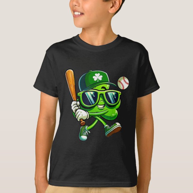 Shamrock Baseball Shirts Funny St Patricks Day Boy (Front)