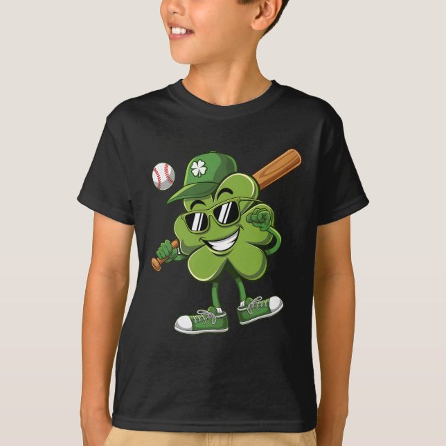 Shamrock Baseball Shirts Funny St Patricks Day Boy (Front)