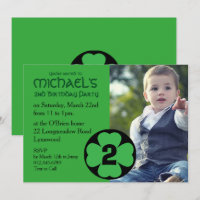 Shamrock Birthday Party Invitation with Photo