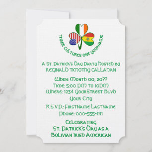 Shamrock Bolivian Ireland USA Flags Invitation