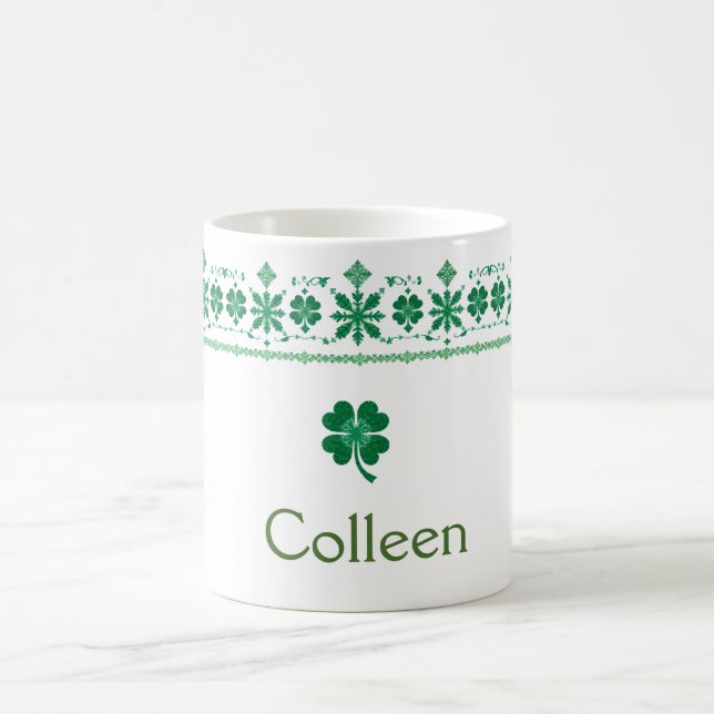 Shamrock Border Personalised St. Patrick's Day Coffee Mug (Center)