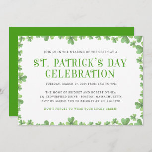 Shamrock Border St. Patrick's Day Party Invite
