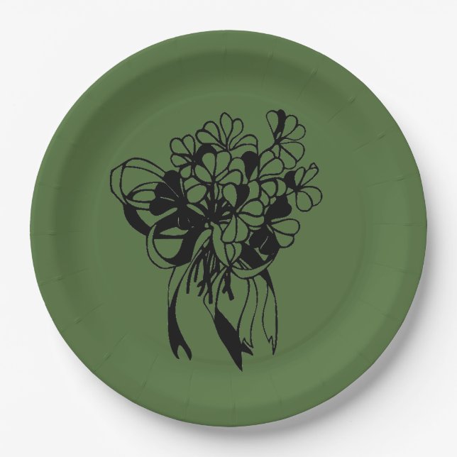 Shamrock Bouquet St. Patrick's Day Paper Plates (Front)