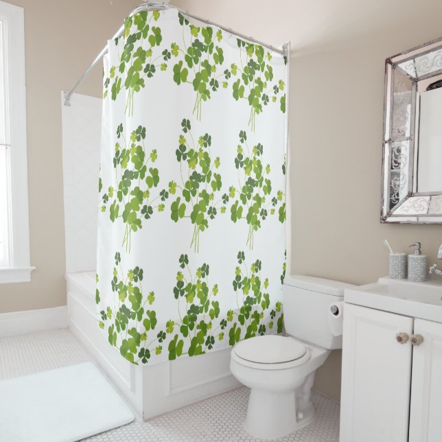 Shamrock bouquet, st patrick's day shower curtain (In Situ)