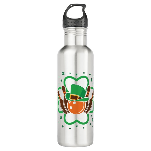 Shamrock Bowling Bowler St. Patricks Day 710 Ml Water Bottle (Front)