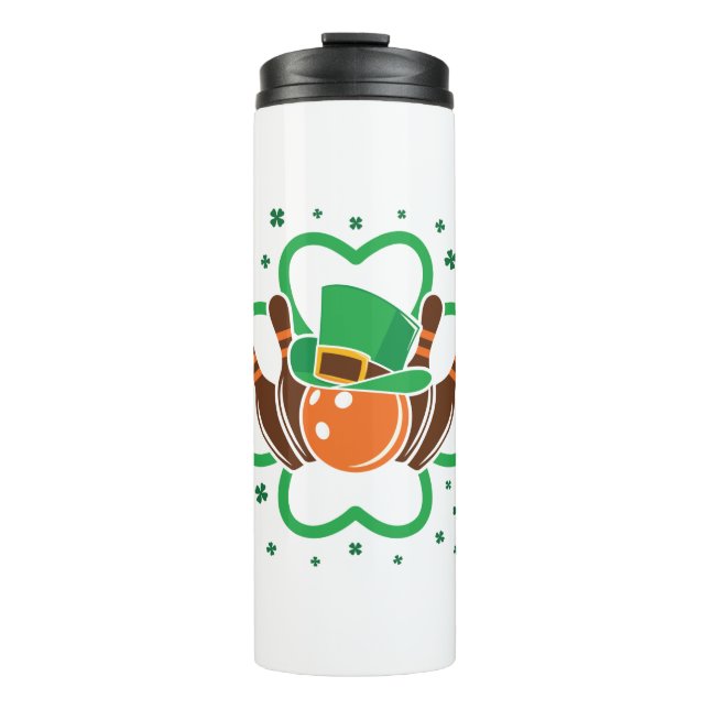 Shamrock Bowling Bowler St. Patricks Day Thermal Tumbler (Front)