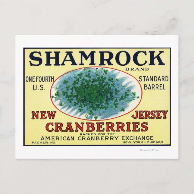 Shamrock Brand Cranberry Label Postcard (Front)