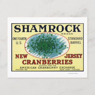 Shamrock Brand Cranberry Label Postcard