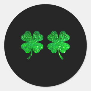 Shamrock Breast Irish S Happy St Patricks Day Classic Round Sticker