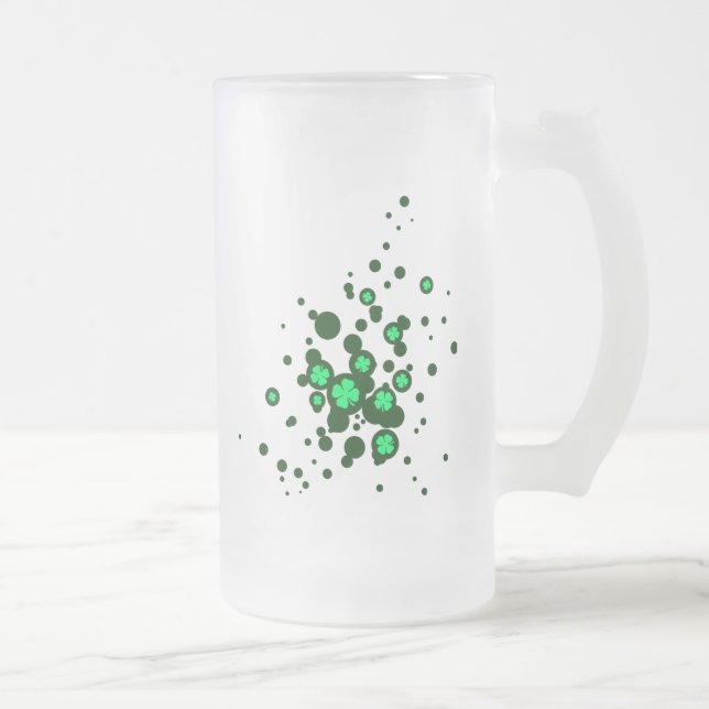 shamrock bubbles frosted glass beer mug (Right)