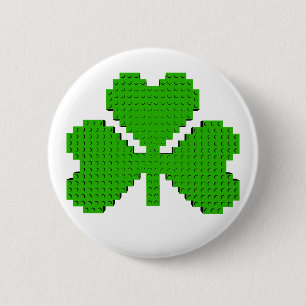 Shamrock Building Blocks Drawing 6 Cm Round Badge